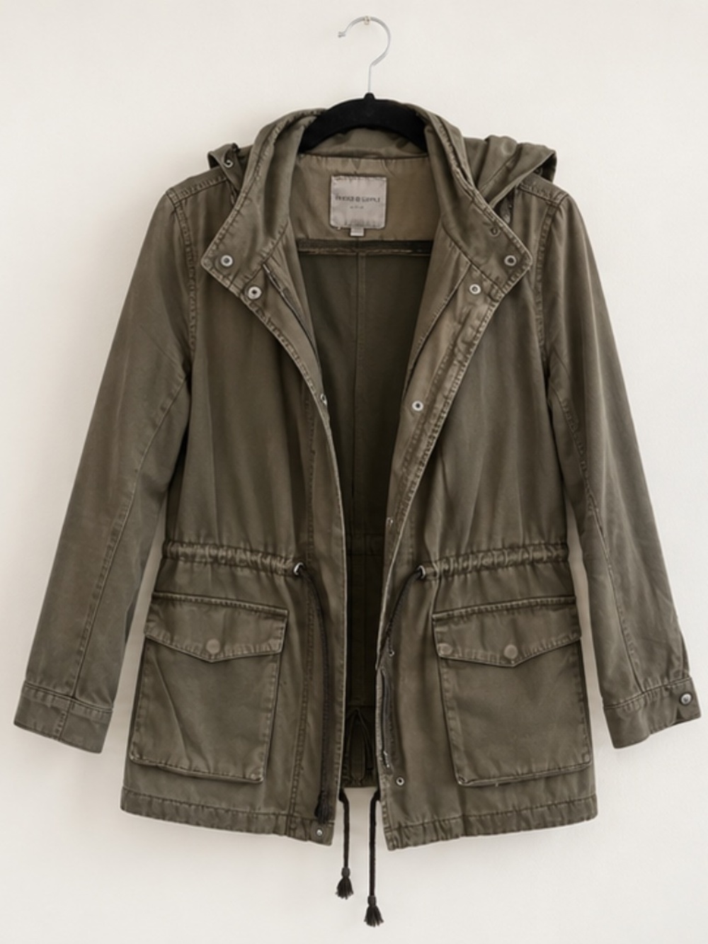 Thread & Supply Olive Green Hooded Utility Jacket Parka Size S